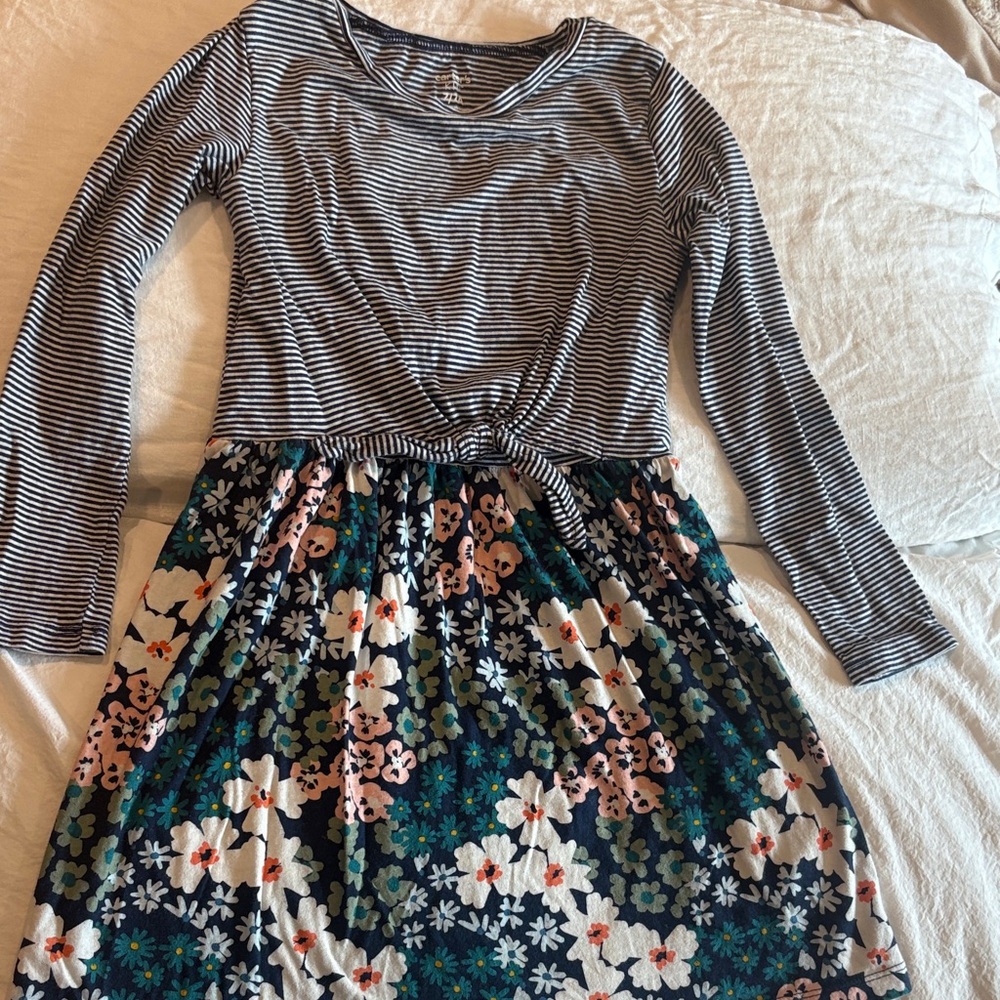Carter's Black and White Striped Floral Dress